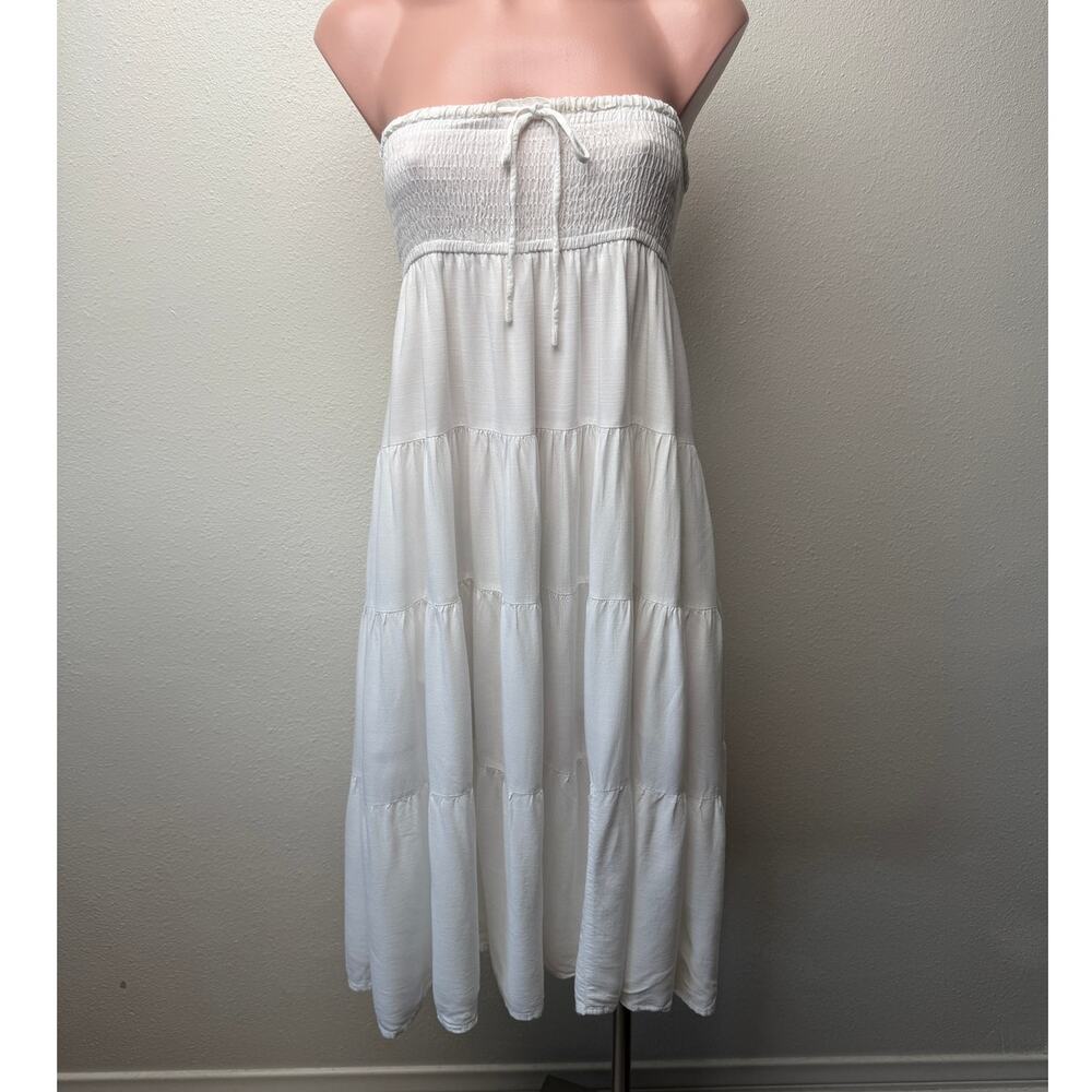 HAEOF White Smocked Convertible Midi Dress Maxi Skirt Women's US S